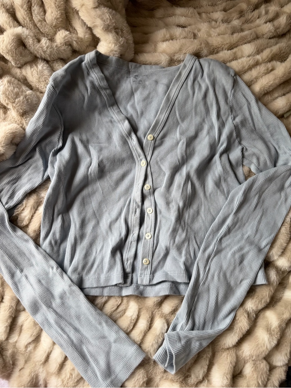 Brandy melville peri Ribbed Button-Front Cardigan
